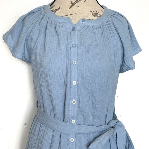 Blu Pepper Womens Dress Size Small Mini Flutter Sleeve Button down Ruffle Hem - Picture 5 of 12